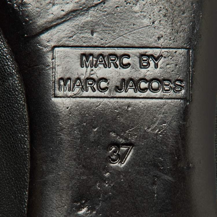 Pre Owned Marc by Marc Jacobs Black Leather Spike Ballet Flats Size 37