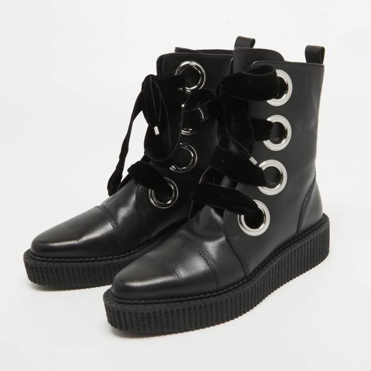 Pre Owned Marc by Marc Jacobs Black Leather Ankle Boots Size 37.5