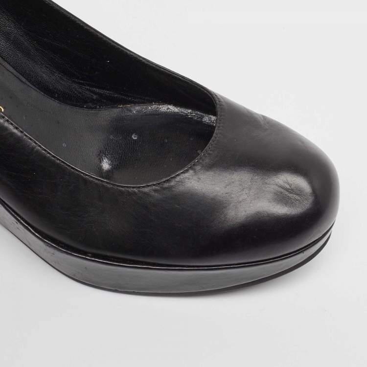 Pre Owned Marc by Marc Jacobs Black Leather Wedge Platform Pumps Size 37