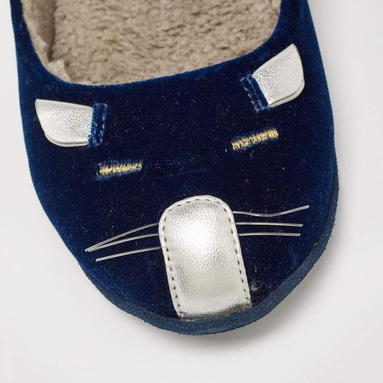 Pre Owned Marc by Marc Jacobs Blue Velvet Ballet Flats Size 39.5 