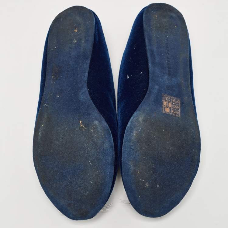 Pre Owned Marc by Marc Jacobs Blue Velvet Ballet Flats Size 39.5 