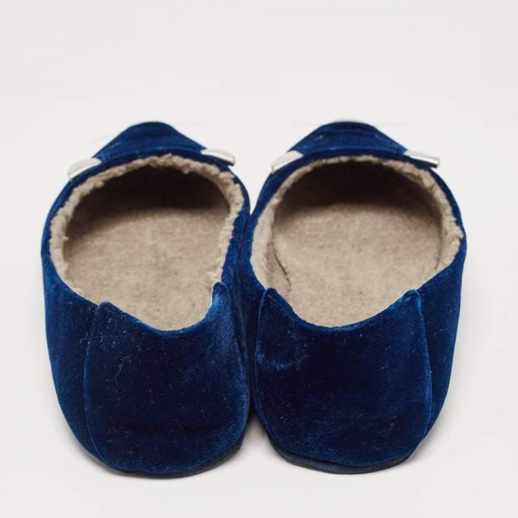 Pre Owned Marc by Marc Jacobs Blue Velvet Ballet Flats Size 39.5 