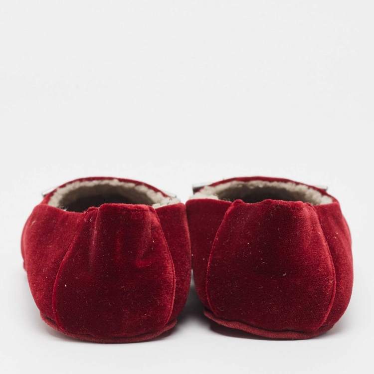 Pre Owned Marc by Marc Jacobs Burgundy Velvet Cat Ballet Flats Size 37.5