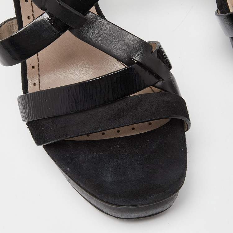 Pre Owned Marc By Marc Jacobs Black Leather Strappy Platform Sandals Size 40