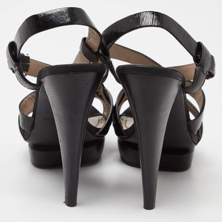 Pre Owned Marc By Marc Jacobs Black Leather Strappy Platform Sandals Size 40