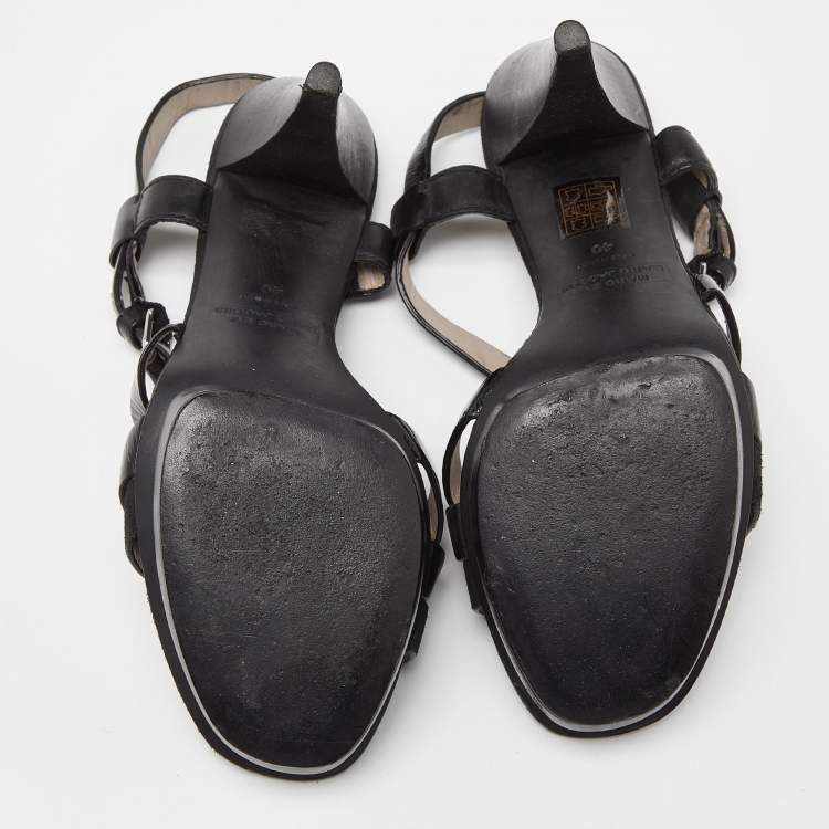 Pre Owned Marc By Marc Jacobs Black Leather Strappy Platform Sandals Size 40