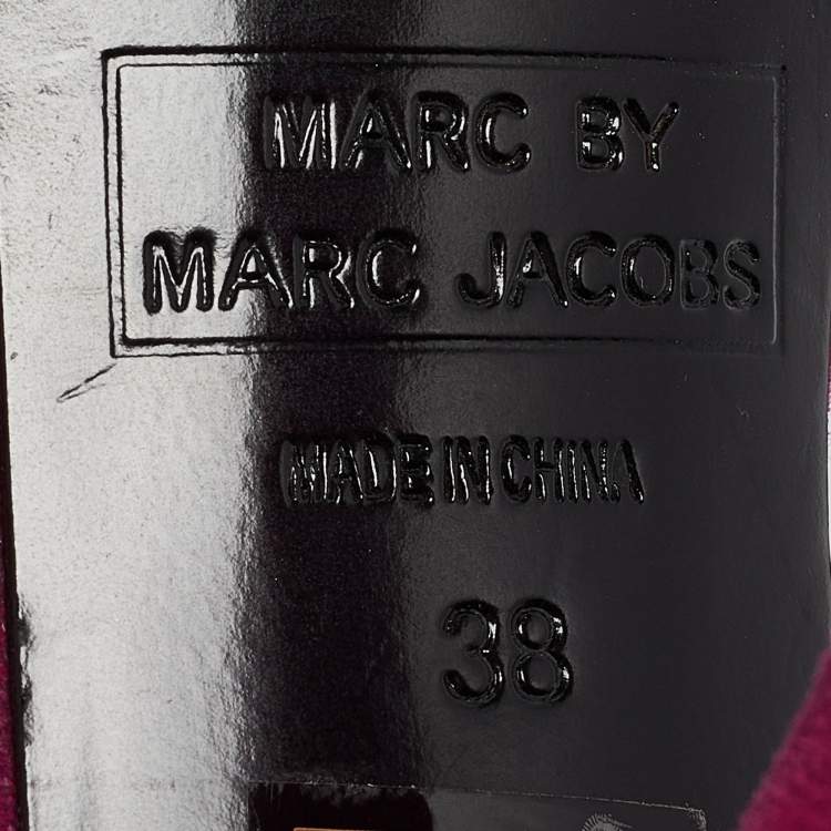Pre Owned Marc by Marc Jacobs Magenta Suede and Leather Studded Ankle Strap Sandals Size 38