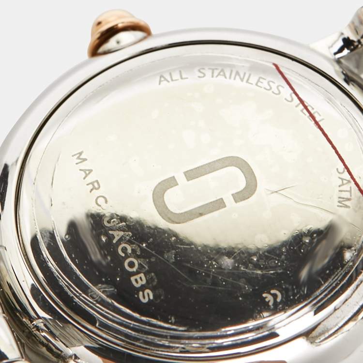 Pre Owned Marc By Marc Jacobs White Two-Tone Stainless Steel Roxy MJ3553 Women's Wristwatch 28 mm