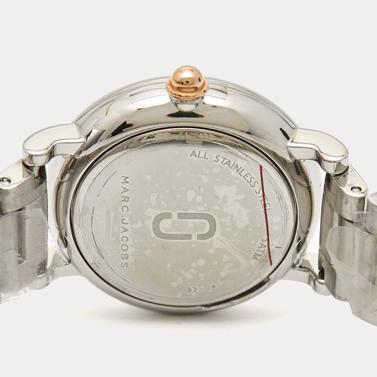 Pre Owned Marc By Marc Jacobs White Two-Tone Stainless Steel Roxy MJ3553 Women's Wristwatch 28 mm