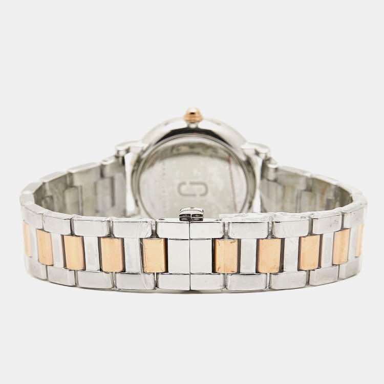 Pre Owned Marc By Marc Jacobs White Two-Tone Stainless Steel Roxy MJ3553 Women's Wristwatch 28 mm