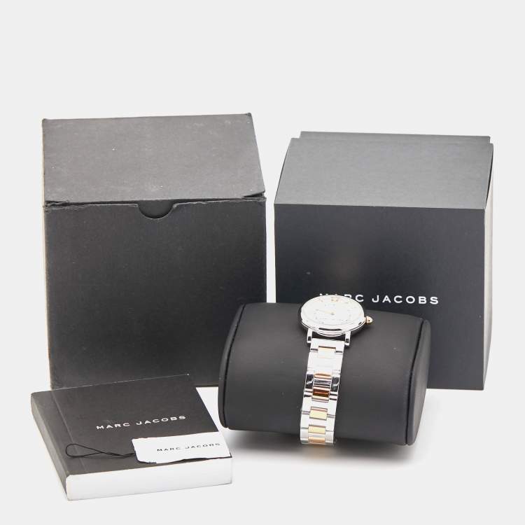 Pre Owned Marc By Marc Jacobs White Two-Tone Stainless Steel Roxy MJ3553 Women's Wristwatch 28 mm