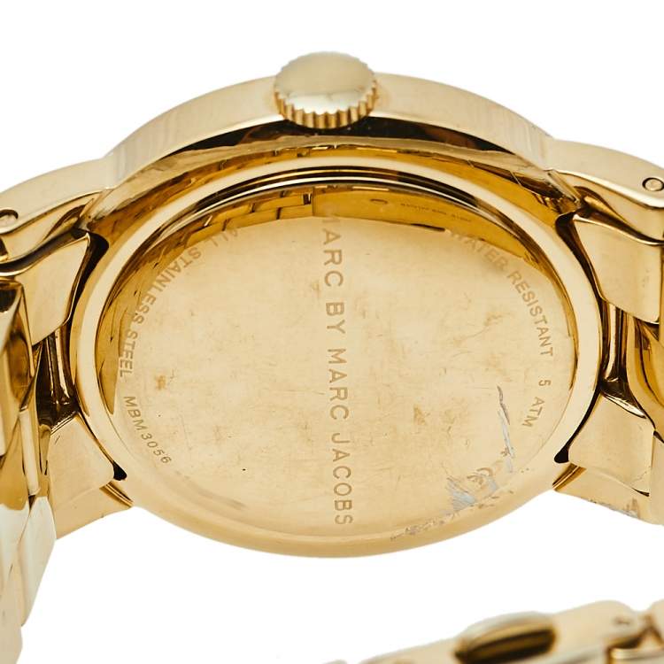 Pre Owned Marc by Marc Jacobs White Gold Tone Stainless Steel Amy MBM3056 Women's Wristwatch 36 mm