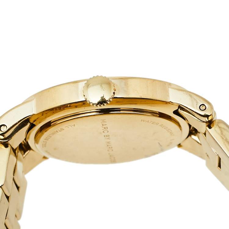 Pre Owned Marc by Marc Jacobs White Gold Tone Stainless Steel Amy MBM3056 Women's Wristwatch 36 mm