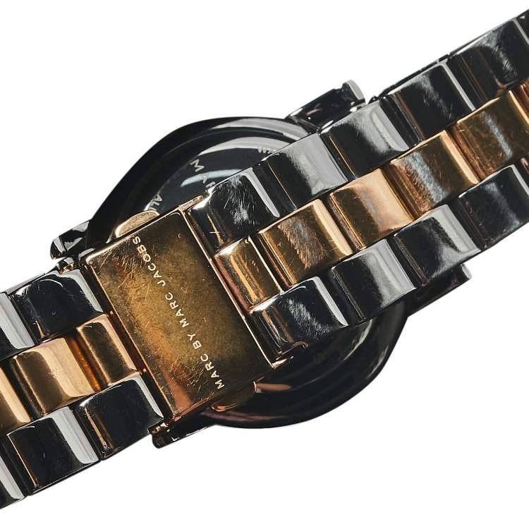 Pre Owned Marc by Marc Jacobs Grey Two-Tone Stainless Steel Amy MBM8597 Women's Wristwatch 36 mm