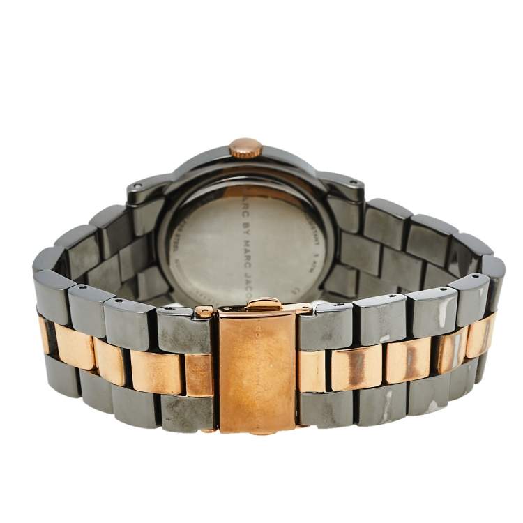 Pre Owned Marc by Marc Jacobs Grey Two-Tone Stainless Steel Amy MBM8597 Women's Wristwatch 36 mm