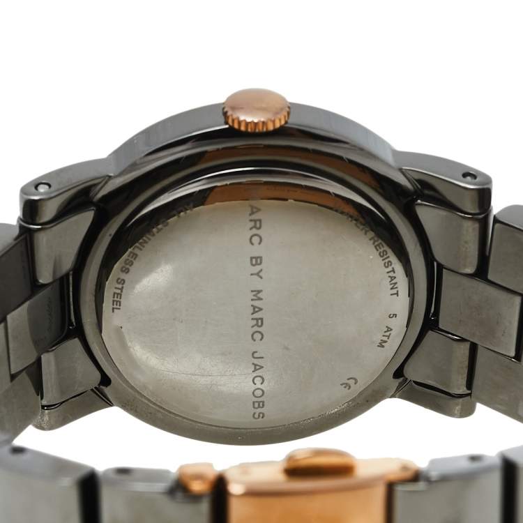 Pre Owned Marc by Marc Jacobs Grey Two-Tone Stainless Steel Amy MBM8597 Women's Wristwatch 36 mm