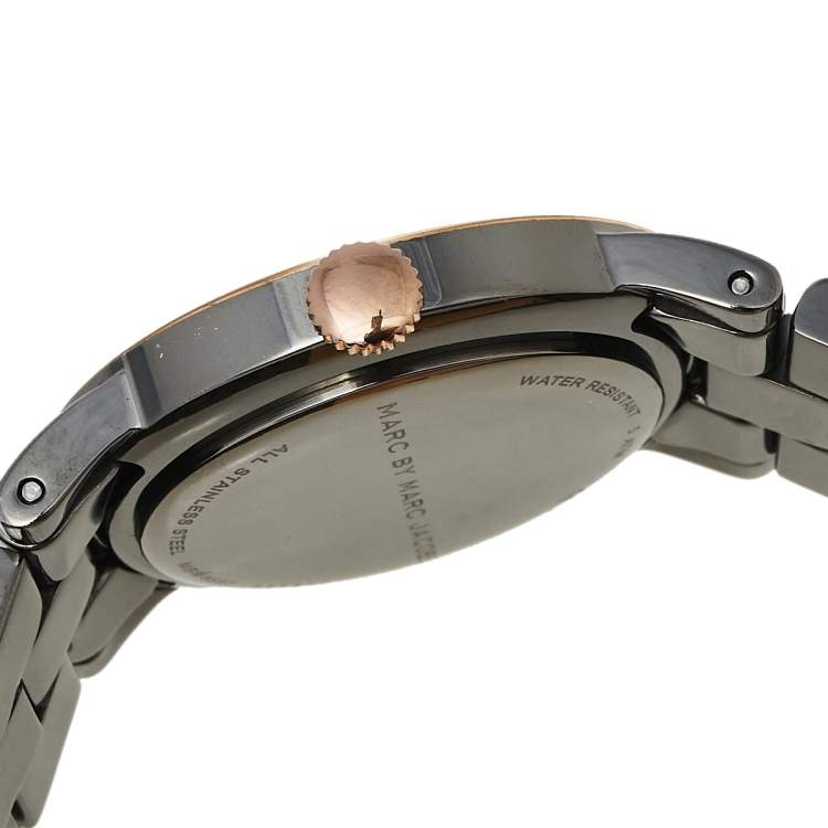 Pre Owned Marc by Marc Jacobs Grey Two-Tone Stainless Steel Amy MBM8597 Women's Wristwatch 36 mm