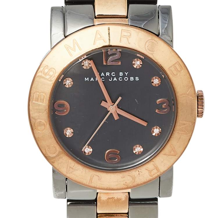 Pre Owned Marc by Marc Jacobs Grey Two-Tone Stainless Steel Amy MBM8597 Women's Wristwatch 36 mm