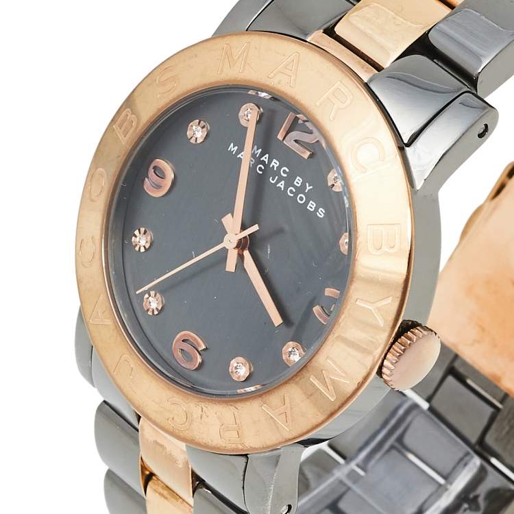Pre Owned Marc by Marc Jacobs Grey Two-Tone Stainless Steel Amy MBM8597 Women's Wristwatch 36 mm