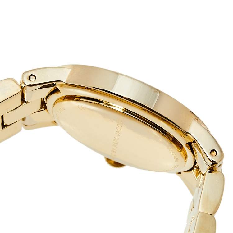 Pre Owned Marc By Marc Jacobs Grey Gold Tone Stainless Steel Amy MBM3273 Women's Wristwatch 36 mm