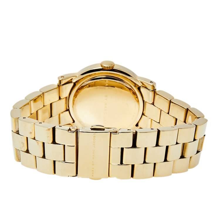 Pre Owned Marc By Marc Jacobs Grey Gold Tone Stainless Steel Amy MBM3273 Women's Wristwatch 36 mm