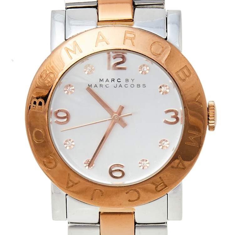 Pre Owned Marc By Marc Jacob Silver Two Tone Stainless Steel Amy MBM3194 Women's Wristwatch 36 mm
