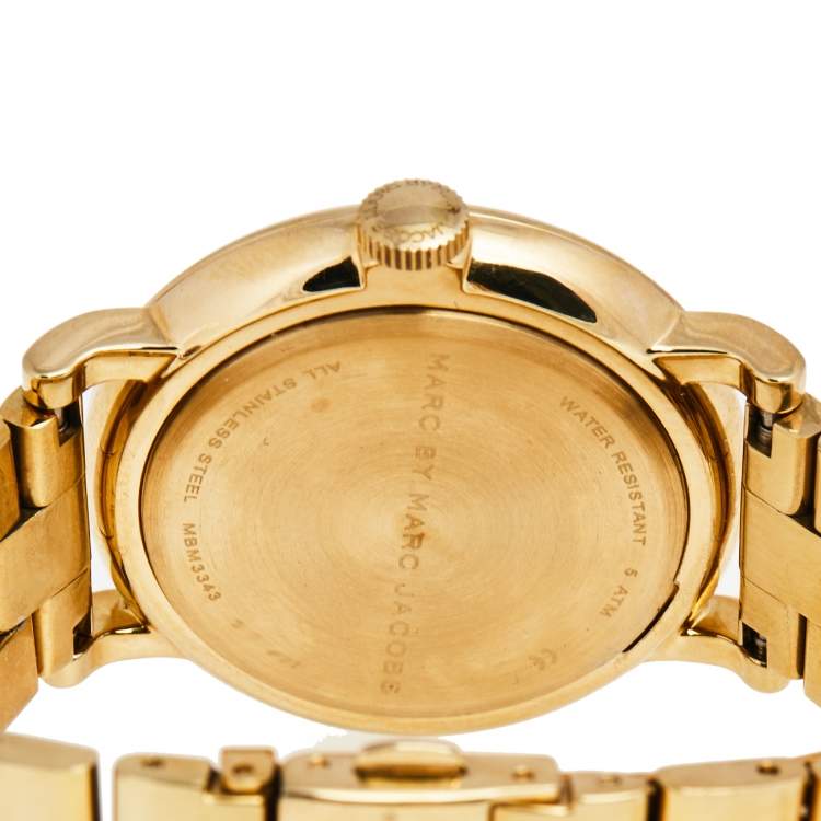 Pre Owned Marc by Marc Jacobs Blue Gold Plated Stainless Steel MBM3343 Women's Wristwatch 36 mm