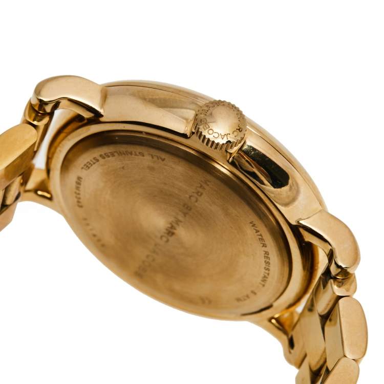 Pre Owned Marc by Marc Jacobs Blue Gold Plated Stainless Steel MBM3343 Women's Wristwatch 36 mm