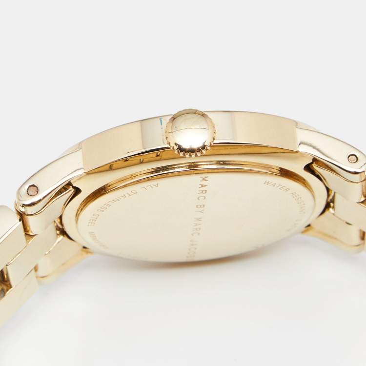 Pre Owned Marc by Marc Jacobs Blue Yellow Gold Plated Stainless Steel Amy MBM3166 Women's Wristwatch 36 mm