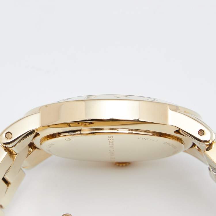 Pre Owned Marc by Marc Jacobs Blue Yellow Gold Plated Stainless Steel Amy MBM3166 Women's Wristwatch 36 mm