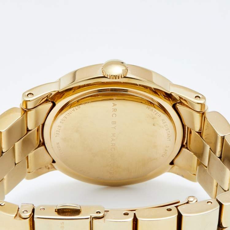 Pre Owned Marc By Marc Jacobs Blue Gold Plated Stainless Steel Amy MBM3166 Women's Wristwatch 36 mm