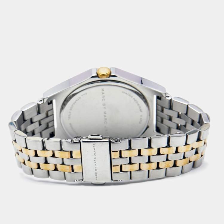 Pre Owned Marc By Marc Jacobs Silver Two Tone Stainless Steel Slim MBM3319 Women's Wristwatch 36 mm