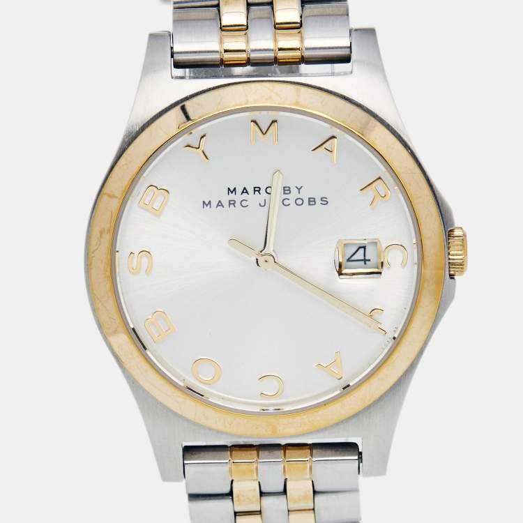 Pre Owned Marc By Marc Jacobs Silver Two Tone Stainless Steel Slim MBM3319 Women's Wristwatch 36 mm
