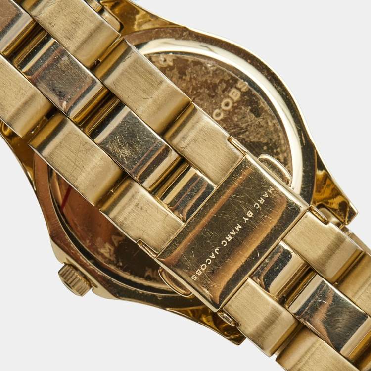 مملوكة مسبقًا Marc by Marc Jacobs Champagne Gold Plated Stainless Steel Blake MBM3126 Women's Wristwatch 36 mm 