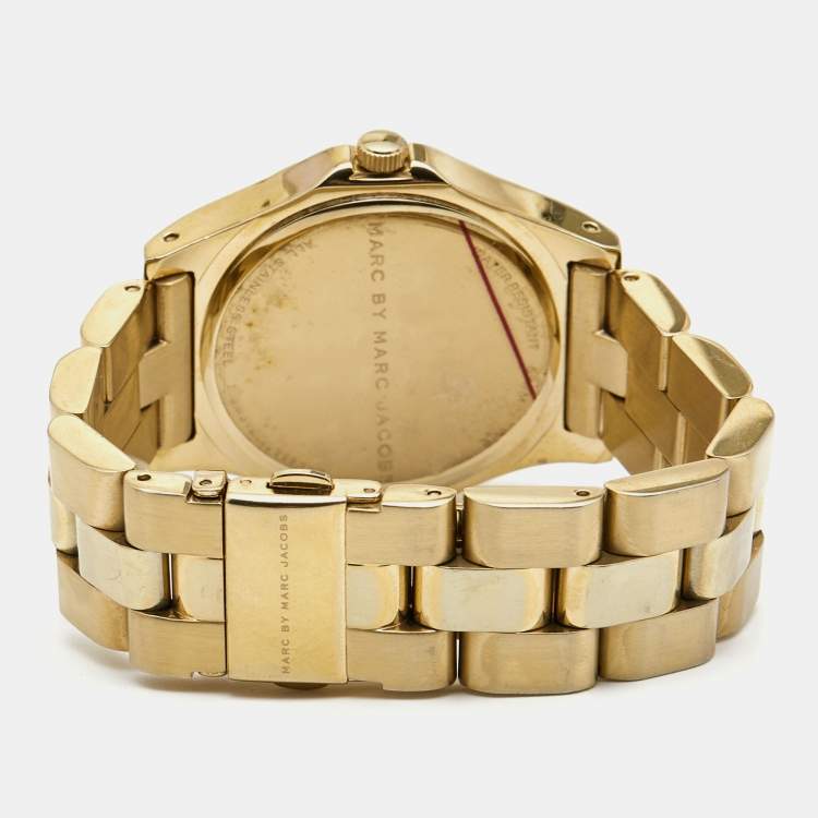 مملوكة مسبقًا Marc by Marc Jacobs Champagne Gold Plated Stainless Steel Blake MBM3126 Women's Wristwatch 36 mm 