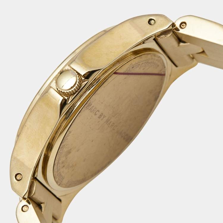 مملوكة مسبقًا Marc by Marc Jacobs Champagne Gold Plated Stainless Steel Blake MBM3126 Women's Wristwatch 36 mm 