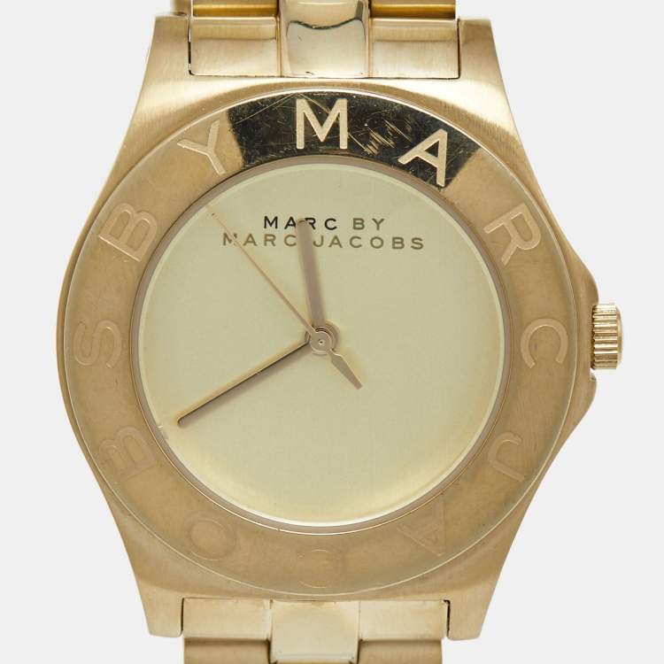 مملوكة مسبقًا Marc by Marc Jacobs Champagne Gold Plated Stainless Steel Blake MBM3126 Women's Wristwatch 36 mm 