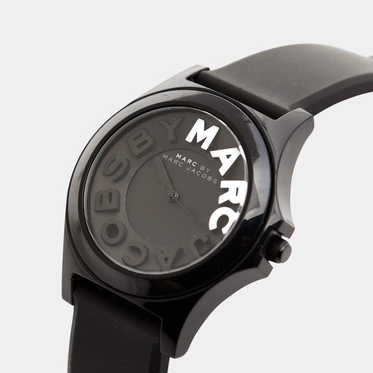 Pre Owned Marc by Marc Jacobs Black Perspex Rubber Sloane MBM4025 Women's Wristwatch 39 mm