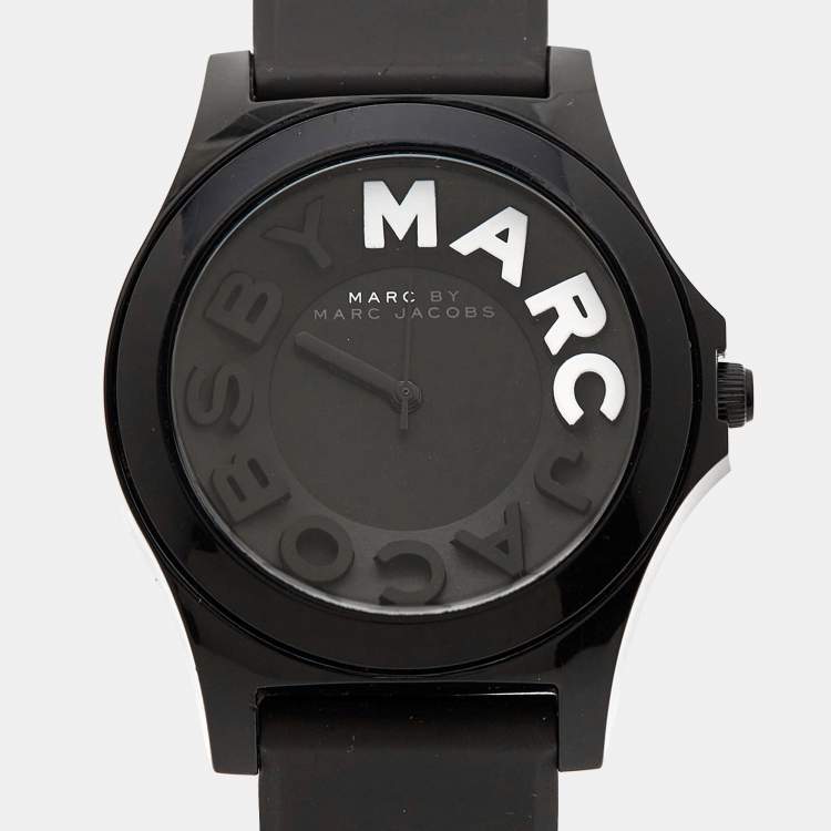 Pre Owned Marc by Marc Jacobs Black Perspex Rubber Sloane MBM4025 Women's Wristwatch 39 mm