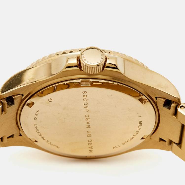 Pre Owned Marc by Marc Jacobs White Gold Plated Stainless Steel Dizz Sport MBM3408 Women's Wristwatch 38 mm 