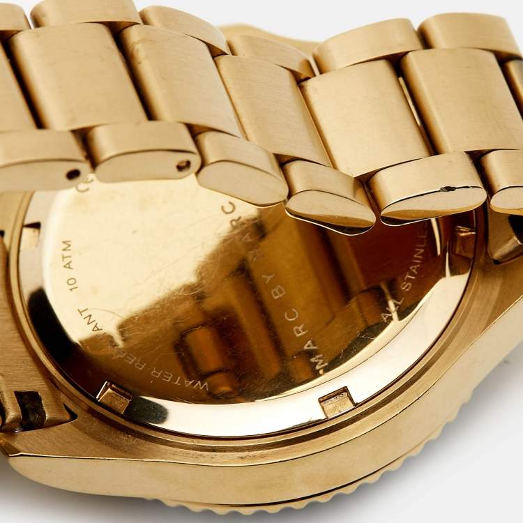 Pre Owned Marc by Marc Jacobs White Gold Plated Stainless Steel Dizz Sport MBM3408 Women's Wristwatch 38 mm 