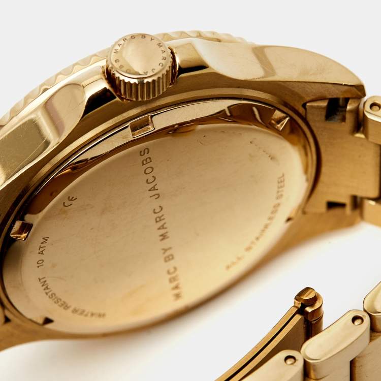 Pre Owned Marc by Marc Jacobs White Gold Plated Stainless Steel Dizz Sport MBM3408 Women's Wristwatch 38 mm 