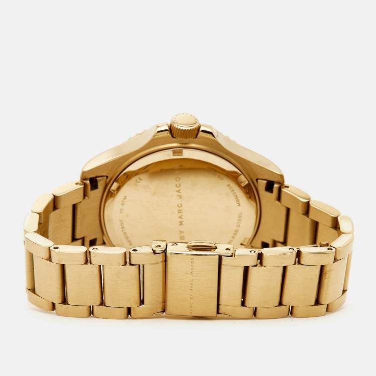 Pre Owned Marc by Marc Jacobs White Gold Plated Stainless Steel Dizz Sport MBM3408 Women's Wristwatch 38 mm 