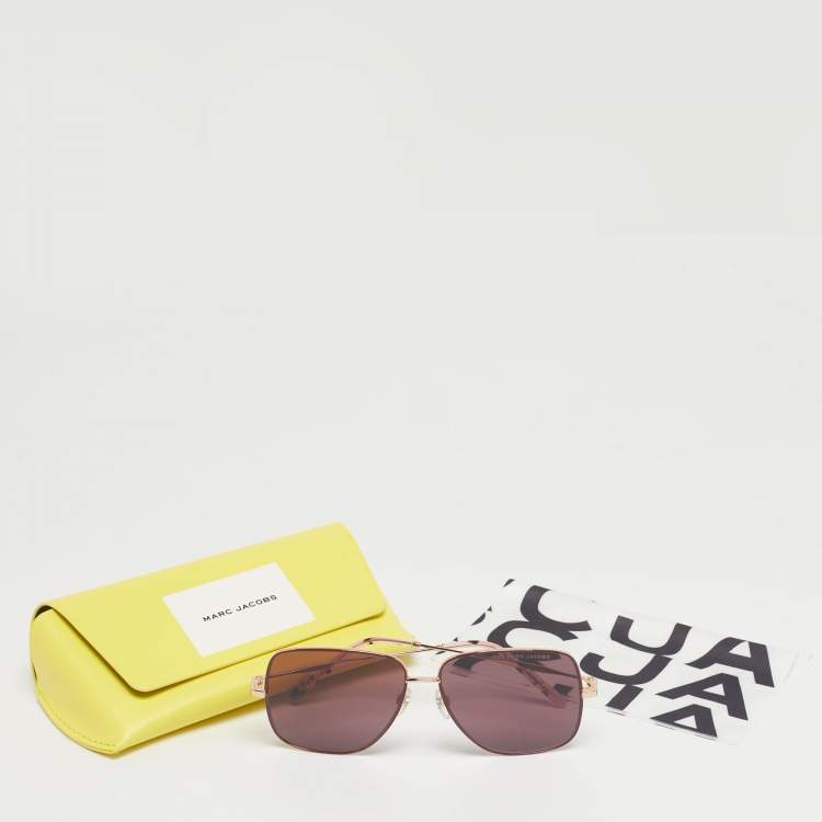 Pre Owned Marc Jacobs Pink/Gold Tone Marc 619/S Square Sunglasses