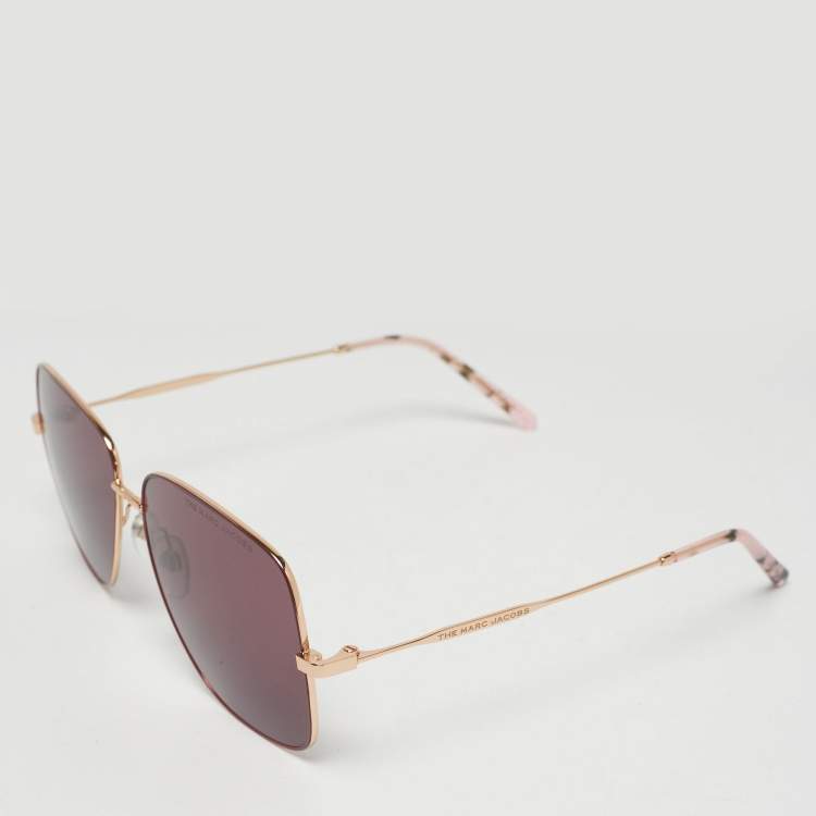Pre Owned Marc Jacobs Pink/Gold Tone Marc 619/S Square Sunglasses