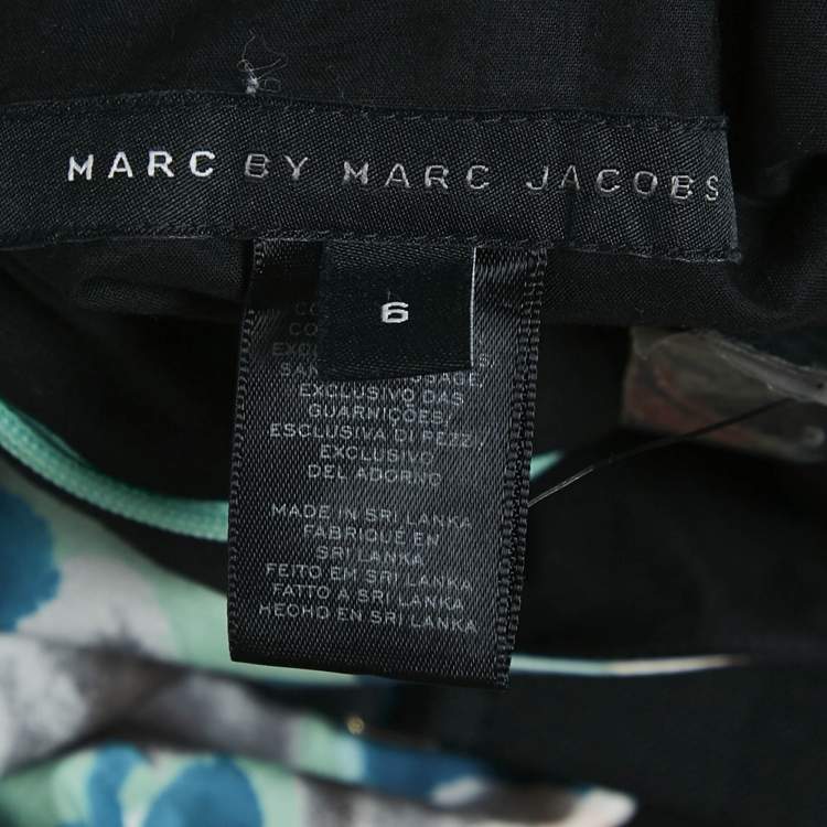 Pre Owned Marc Jacobs Green Floral Print Cotton Suspender Detail Short Dress M