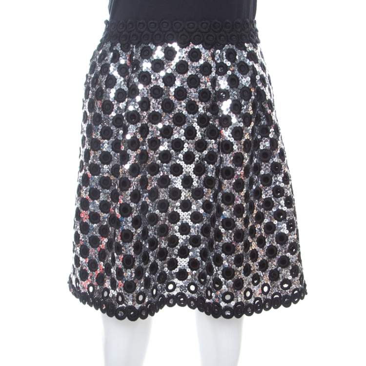 black and silver a line skirt