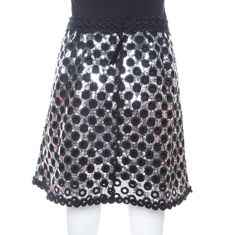 black and silver a line skirt