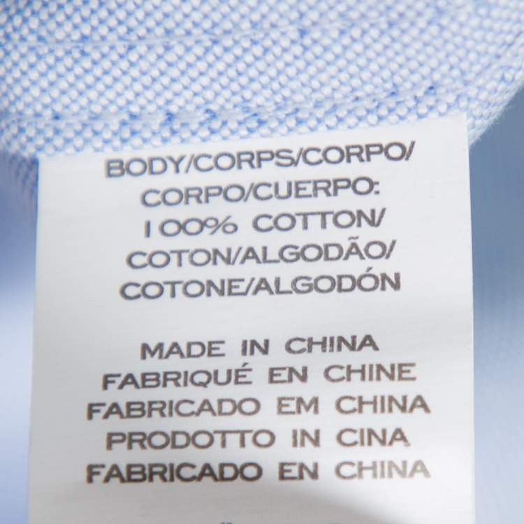 Pre Owned Marc Jacobs Blue Cotton Paneled Puff Sleeve Detail Fitted Shirt M
