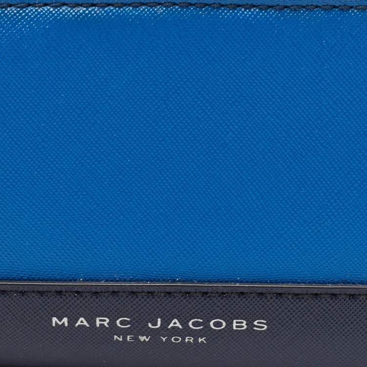 Pre Owned Marc Jacobs Blue/Black Leather Colorblock Compact Wallet